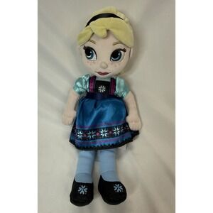 Disney Store Frozen Young  Elsa Toddler Plush Doll Stuffed Toy 13" Soft Bean Bag